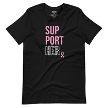 Load image into Gallery viewer, SupportHer Unisex t-shirt (Vertical Pink/White) - 3 colors available