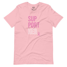Load image into Gallery viewer, SupportHer Unisex t-shirt (Vertical Pink/White) - 3 colors available