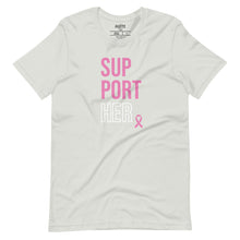 Load image into Gallery viewer, SupportHer Unisex t-shirt (Vertical Pink/White) - 3 colors available